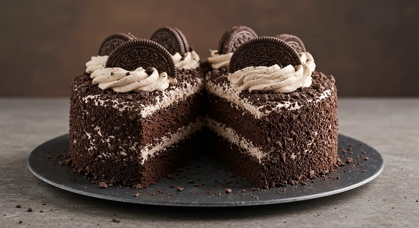 A delicious Oreo Dirt Cake layered with crushed Oreos, creamy pudding, and topped with gummy worms, perfect for a fun dessert.
